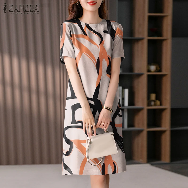 ZANZEA Женское элегантное платье до колена с абстрактным принтом больших размеров, повседневное женское короткое платье трапециевидной формы с круглым вырезом и короткими рукавами 5XL
ZANZEA Женское элегантное платье до колена с абстрактным принтом больших размеров, повседневное женское короткое платье трапециевидной формы с круглым вырезом и короткими рукавами 5XL