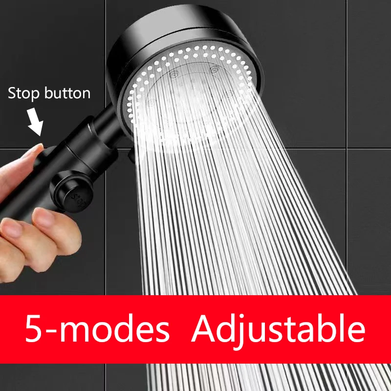 Shower Head Water Saving Black 5 Mode Adjustable High Pressure Shower One-key Stop Water Massage Eco Shower Bathroom Accessories
Shower Head Water Saving Black 5 Mode Adjustable High Pressure Shower One-key Stop Water Massage Eco Shower Bathroom Accessories