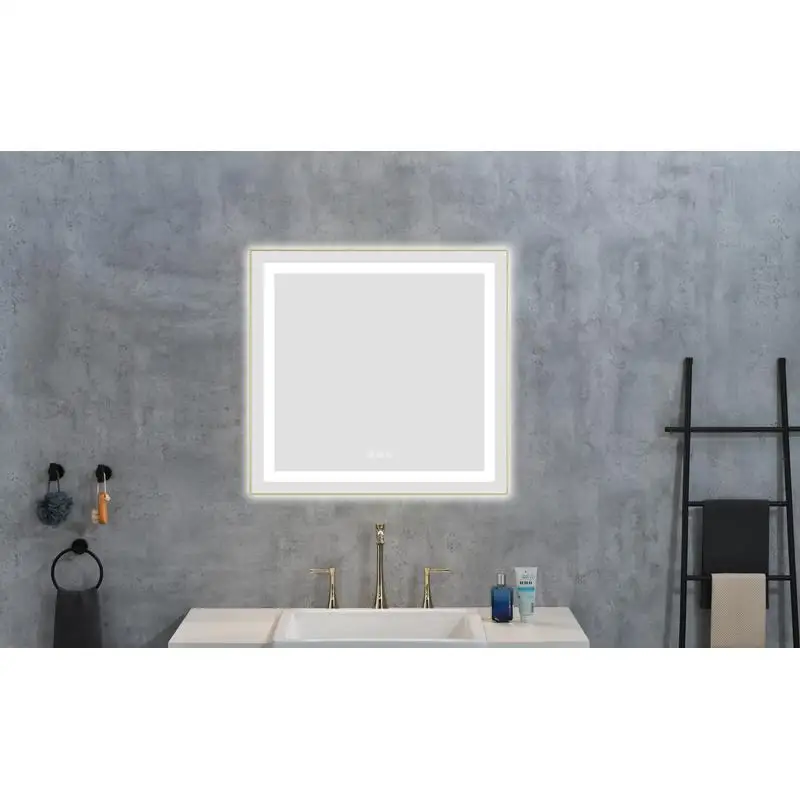 30"x28" LED Bathroom Mirror with Front & Backlight, Wall-Mount Vanity Mirror, Aluminum Frame, Anti-Fog, Memory Function, 3
30"x28" LED Bathroom Mirror with Front & Backlight, Wall-Mount Vanity Mirror, Aluminum Frame, Anti-Fog, Memory Function, 3