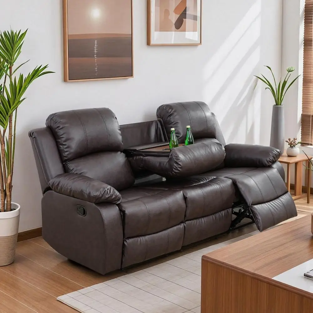 Light Brown 3-Seater Recliner Sofa with Cupholder for Living Room, Office, or Theater
Light Brown 3-Seater Recliner Sofa with Cupholder for Living Room, Office, or Theater