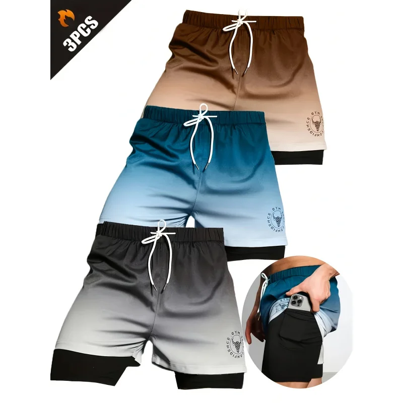 Повседневные и дышащие мужские спортивные шорты с градиентным принтом, быстросохнущие, двухслойные, для летнего пляжного фитнеса
Повседневные и дышащие мужские спортивные шорты с градиентным принтом, быстросохнущие, двухслойные, для летнего пляжного фитнеса