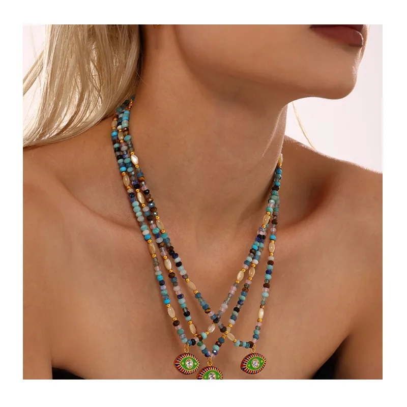 Seattle Hot Selling Nepal Devil's Eye Natural Stone Beaded Necklace Ethnic Style Personalized Stainless Steel Jewelry Women
Seattle Hot Selling Nepal Devil's Eye Natural Stone Beaded Necklace Ethnic Style Personalized Stainless Steel Jewelry Women