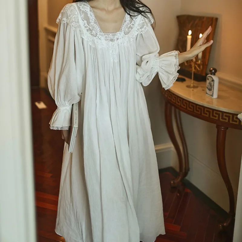 Two Layers Pure Cotton White Night Dress Women Puff Sleeve Long Peignoir Nightwear Princess Sleepwear Fairy Vintage Nightgown
Two Layers Pure Cotton White Night Dress Women Puff Sleeve Long Peignoir Nightwear Princess Sleepwear Fairy Vintage Nightgown