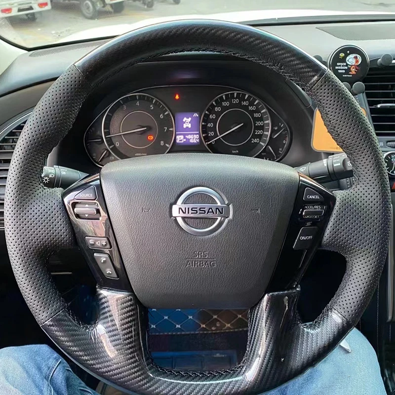Hand-sewn Car Steering Wheel Cover for Nissan Patrol Y62 2012-2018 Teana J32 Microfibre Leather on Steering Wheel Braid
Hand-sewn Car Steering Wheel Cover for Nissan Patrol Y62 2012-2018 Teana J32 Microfibre Leather on Steering Wheel Braid