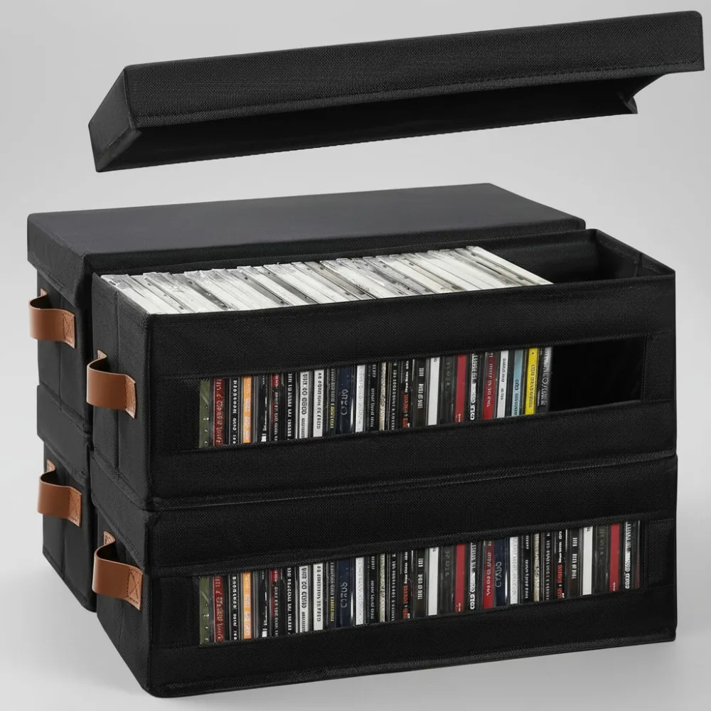 4-Pack Stackable CD Storage Box with Clear Window, Holds 148 CDs, Dustproof Organizer for Home Office
4-Pack Stackable CD Storage Box with Clear Window, Holds 148 CDs, Dustproof Organizer for Home Office