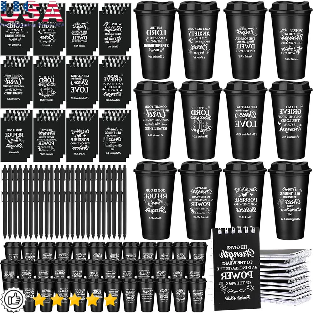 48 Pack Christian Gifts Coffee Mugs with Lid Straw Bible Verse Notebooks Ballpoint Pens Religious Inspirational Set
48 Pack Christian Gifts Coffee Mugs with Lid Straw Bible Verse Notebooks Ballpoint Pens Religious Inspirational Set