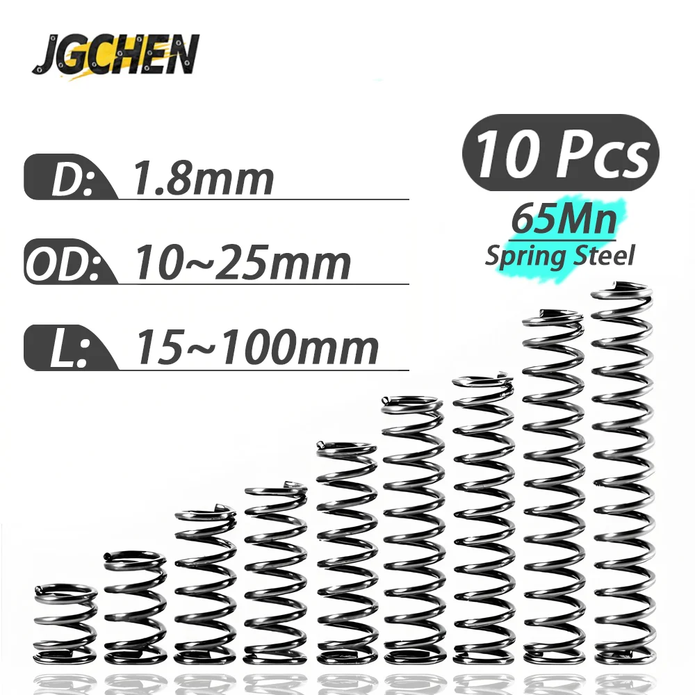 10Pcs 5Pcs 65Mn Steel Wire Diameter 1.8mm Cylindrical Compression Spring High Elasticity Pressure Release Machinery Coil Springs
10Pcs 5Pcs 65Mn Steel Wire Diameter 1.8mm Cylindrical Compression Spring High Elasticity Pressure Release Machinery Coil Springs