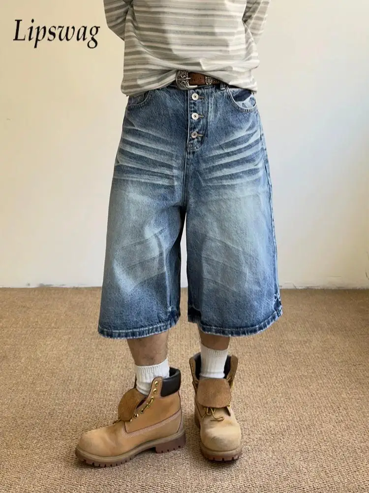 Streetwear Vintage Mens Denim Shorts Knee-length Loose Straight Jeans Men Spring Summer Casual Buttoned Solid Color Denim Shorts
Streetwear Vintage Mens Denim Shorts Knee-length Loose Straight Jeans Men Spring Summer Casual Buttoned Solid Color Denim Shorts