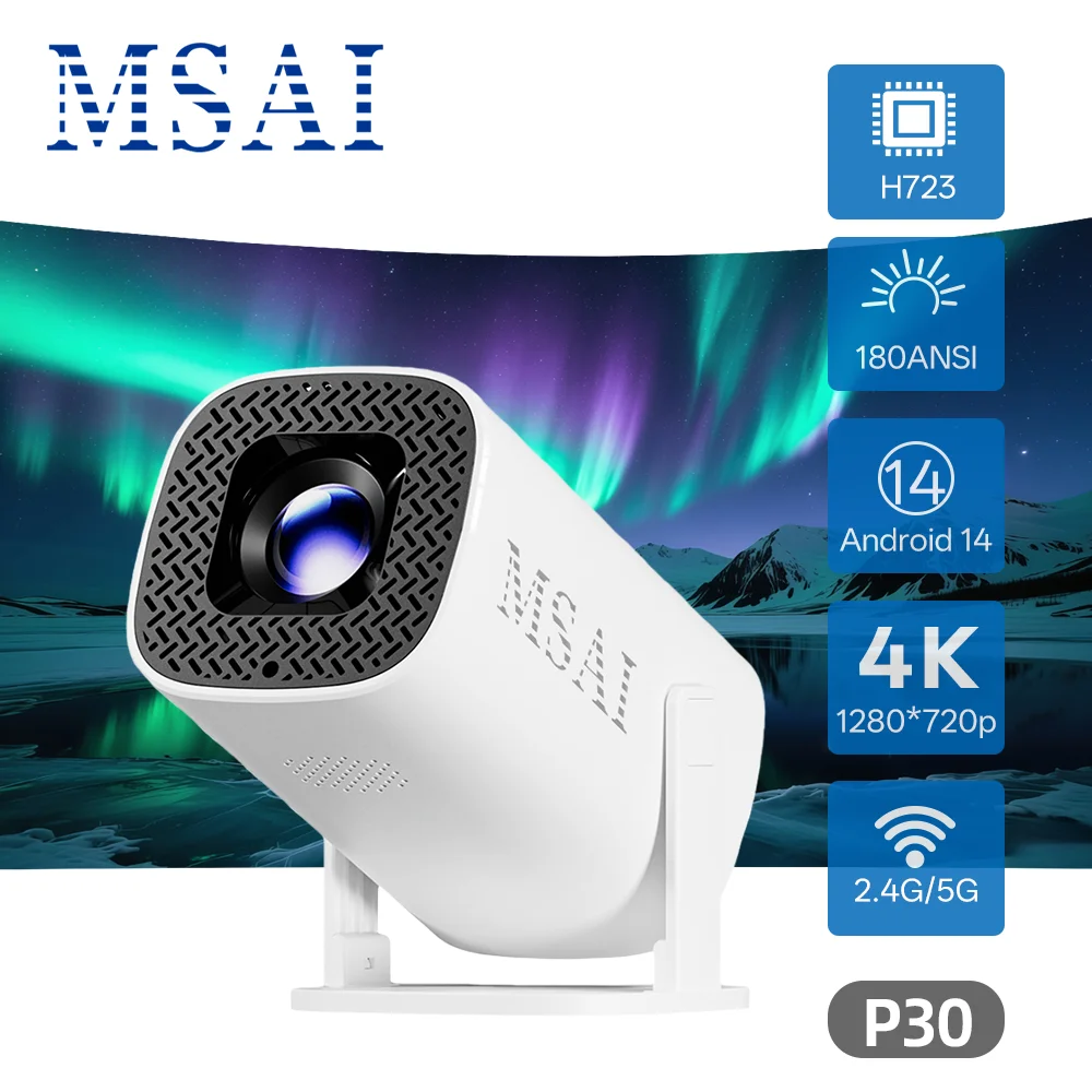 P30 180 ANSI Projector Native 1280x720P HD 4K Android 14 WiFi6 H723 Quad-Core Chip 4-Point Keystone 40-120" for Home Camping
P30 180 ANSI Projector Native 1280x720P HD 4K Android 14 WiFi6 H723 Quad-Core Chip 4-Point Keystone 40-120" for Home Camping