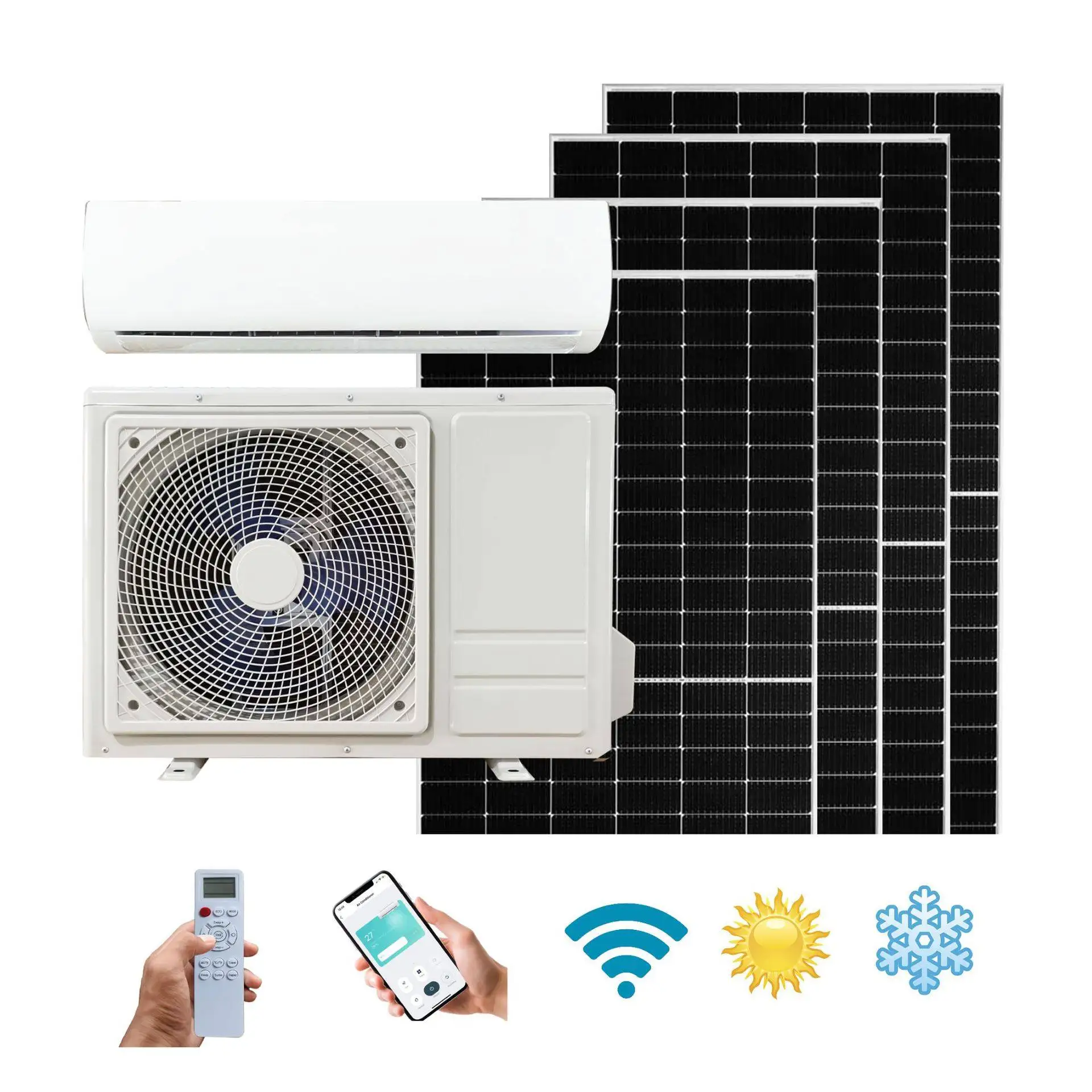Солнечный инверторный кондиционер AC/DC на 1.5 л.с. (12000 BTU) для работы от сети и солнечной энергии, новое поколение, фотоэлектрический
Солнечный инверторный кондиционер AC/DC на 1.5 л.с. (12000 BTU) для работы от сети и солнечной энергии, новое поколение, фотоэлектрический
