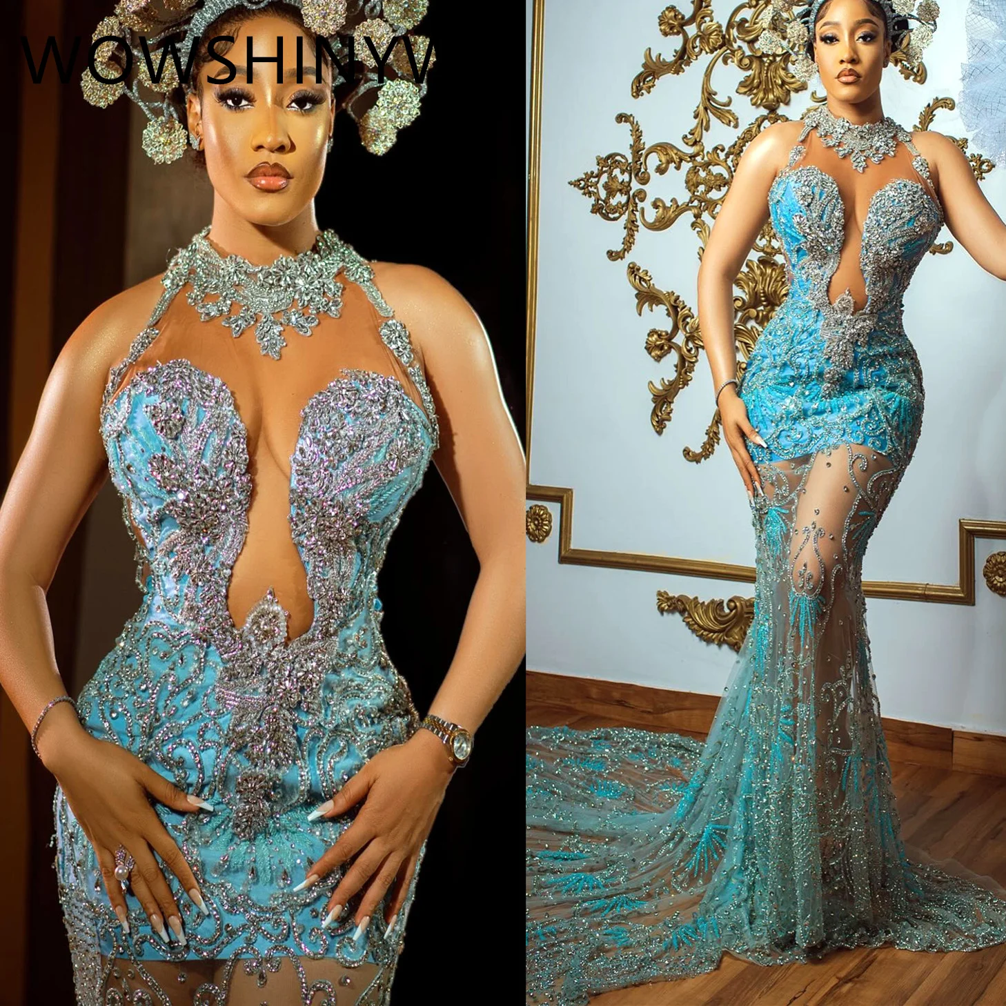 2024 Aso Ebi Ice Blue Mermaid Prom Dresses Sheer Neck Evening Formal Party Second Engagement Birthday Gowns Dresses ZJ15666
2024 Aso Ebi Ice Blue Mermaid Prom Dresses Sheer Neck Evening Formal Party Second Engagement Birthday Gowns Dresses ZJ15666