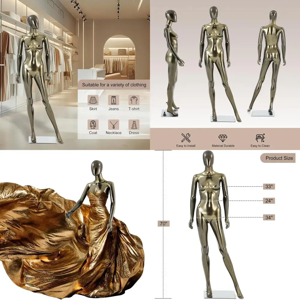 Полноразмерный бронзовый женский манекен, высотой 70 см, с регулируемыми руками и матовым покрытием, на металлической подставке.
Полноразмерный бронзовый женский манекен, высотой 70 см, с регулируемыми руками и матовым покрытием, на металлической подставке.