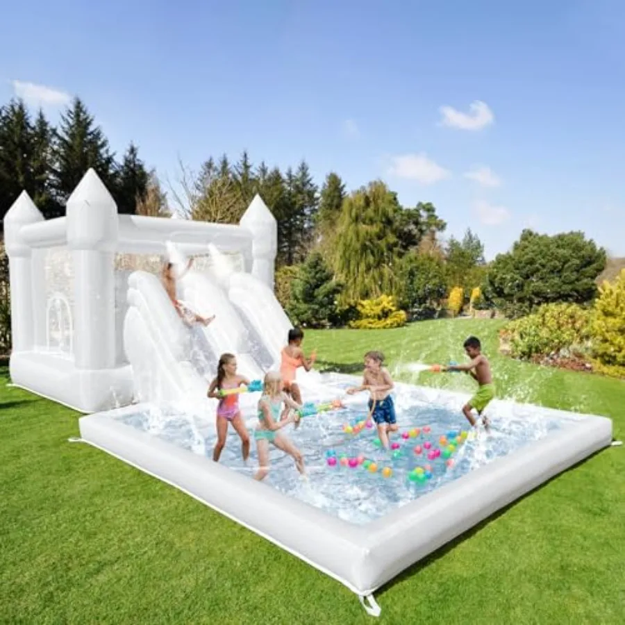 19ft Large White Water Slide Bounce House with Double Slide and Ball Pool Pit for Summer Outdoor Fun Ox Fabric with Air Blower
19ft Large White Water Slide Bounce House with Double Slide and Ball Pool Pit for Summer Outdoor Fun Ox Fabric with Air Blower