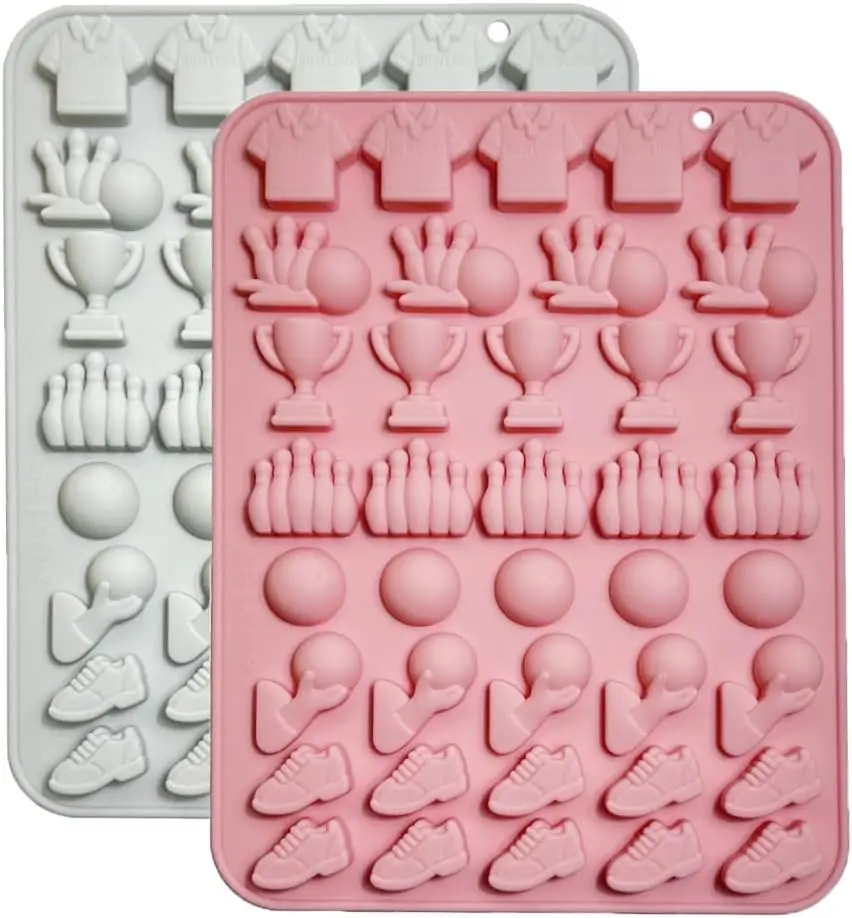 Bowling Team Theme Silicone Molds 39 Shape Shirts Trophy Cup Bowling Ball Baking Mold for Candy, Chocolate Cake Decorations
Bowling Team Theme Silicone Molds 39 Shape Shirts Trophy Cup Bowling Ball Baking Mold for Candy, Chocolate Cake Decorations