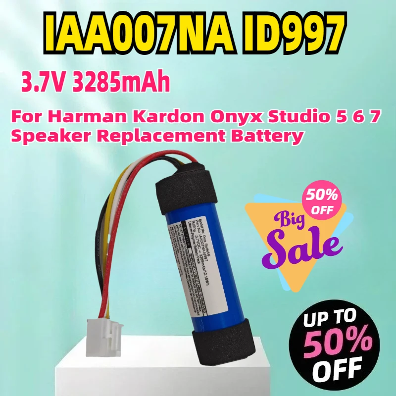Battery IAA007NA ID997 3.7V 3285mAh Battery For Harman Kardon Onyx Studio 5 6 7 Speaker Replacement Battery
Battery IAA007NA ID997 3.7V 3285mAh Battery For Harman Kardon Onyx Studio 5 6 7 Speaker Replacement Battery