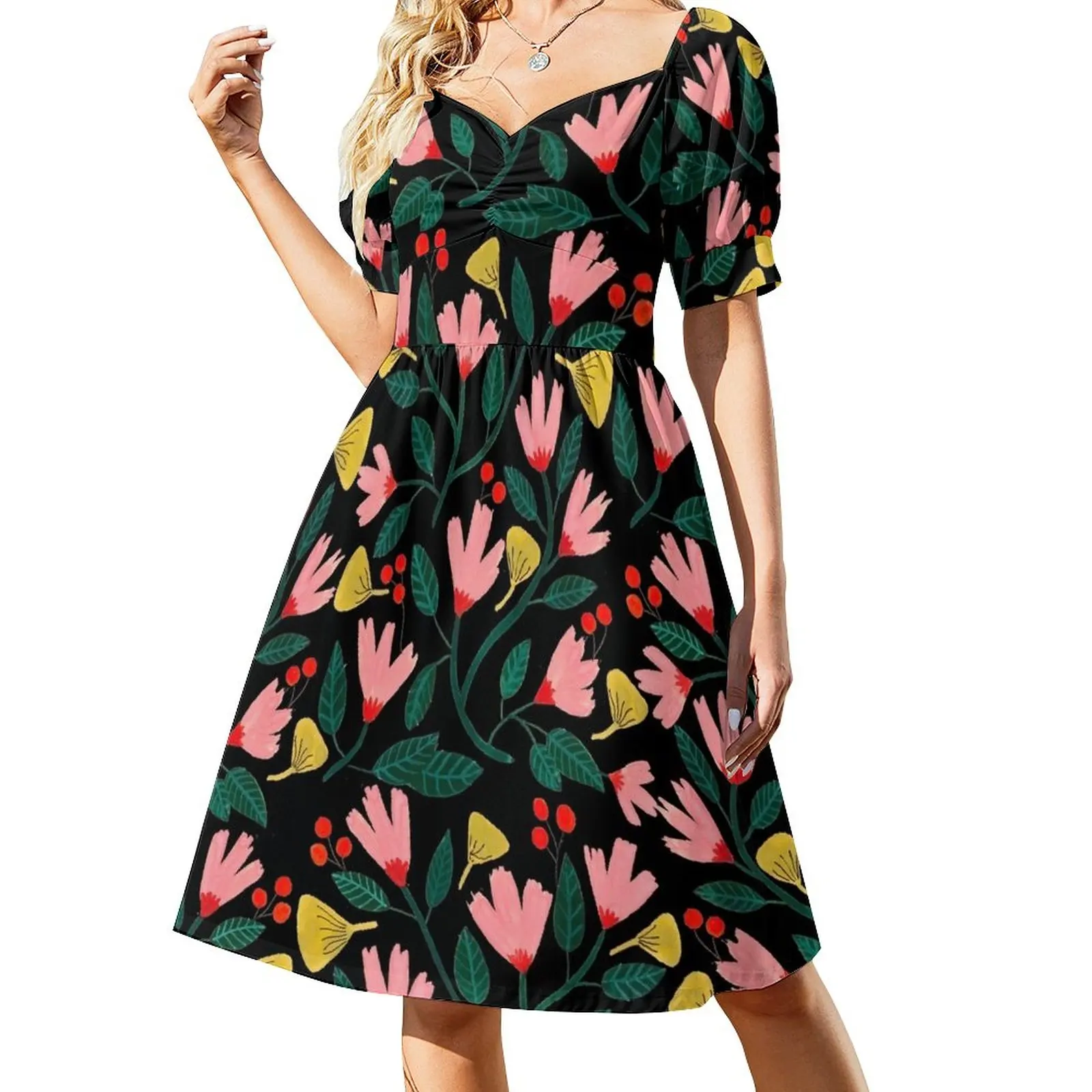Pink Florals on Black Dress dresses for prom women's summer clothing 2023 evening dress
Pink Florals on Black Dress dresses for prom women's summer clothing 2023 evening dress
