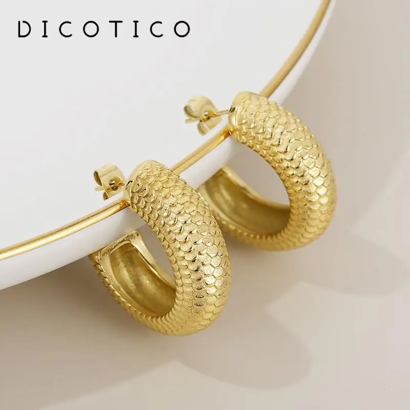 New Big C-type Drop Earrings For Women Stainless Steel Snake Scale Wedding Women Earrings Gold Silver Color Jewelry Christmas
New Big C-type Drop Earrings For Women Stainless Steel Snake Scale Wedding Women Earrings Gold Silver Color Jewelry Christmas