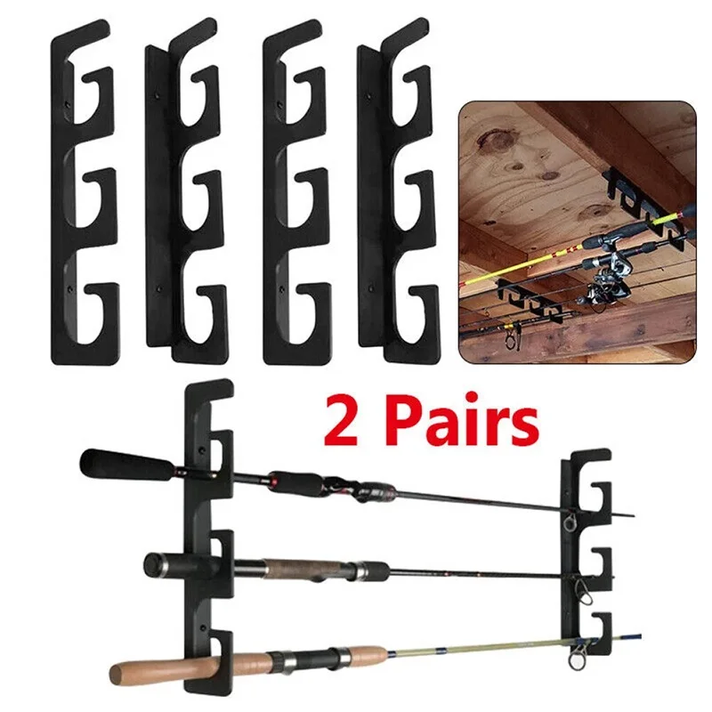 Pair Fishing Rods Storage Wall Bracket Practical Tool Fishing Pole Rack for 4 Rods Hard Plastic Holder
Pair Fishing Rods Storage Wall Bracket Practical Tool Fishing Pole Rack for 4 Rods Hard Plastic Holder