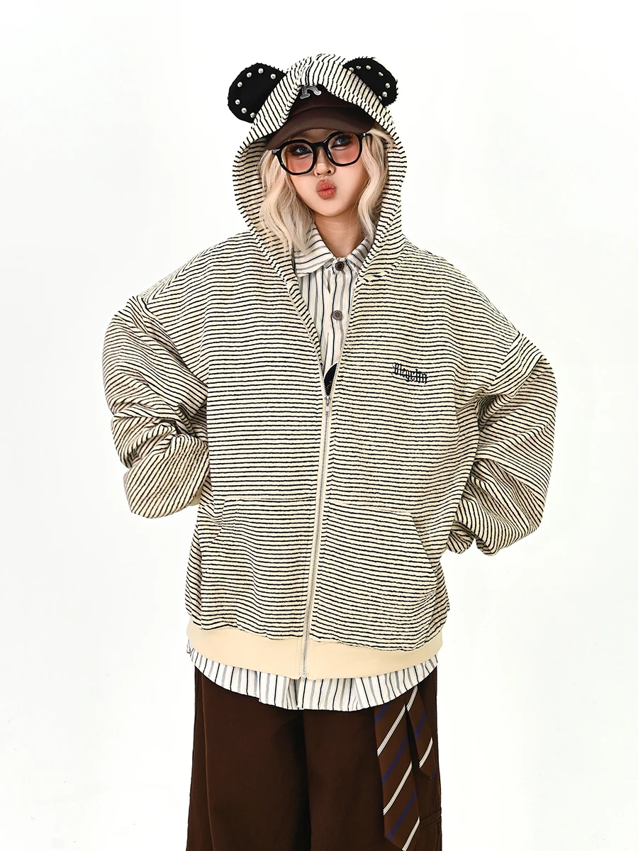 Striped Ear Hoodie Cardigan Women's Loose American College Sle Jaet Spring 2026 New Arrival Comfortable Streetwear
Striped Ear Hoodie Cardigan Women's Loose American College Sle Jaet Spring 2026 New Arrival Comfortable Streetwear