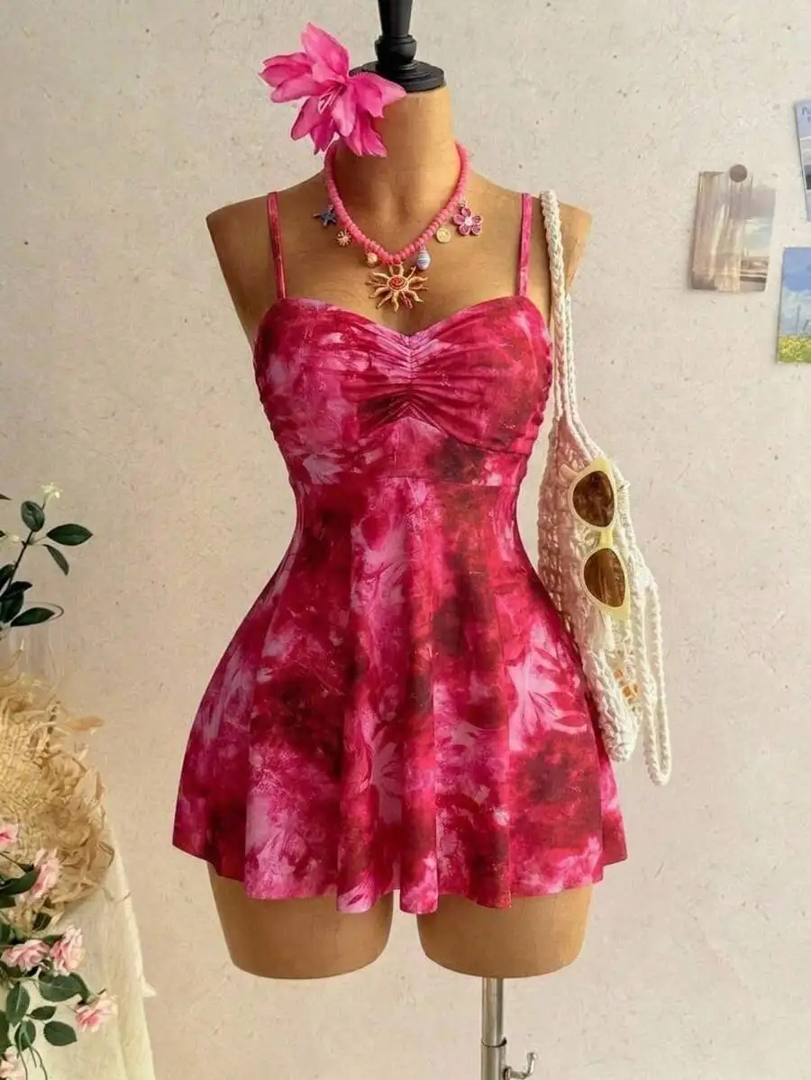 Womens Tie Dye Ruched Tankini Swimsuit For Beach Vacation
Womens Tie Dye Ruched Tankini Swimsuit For Beach Vacation