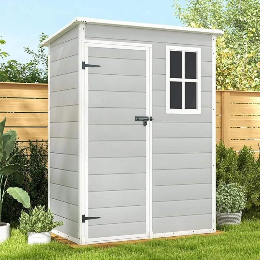 5x3 FT Resin Outdoor Storage Shed with Floor, Waterproof Lockable Storage Shed with Window, Plastic Outside Tool Storage
5x3 FT Resin Outdoor Storage Shed with Floor, Waterproof Lockable Storage Shed with Window, Plastic Outside Tool Storage