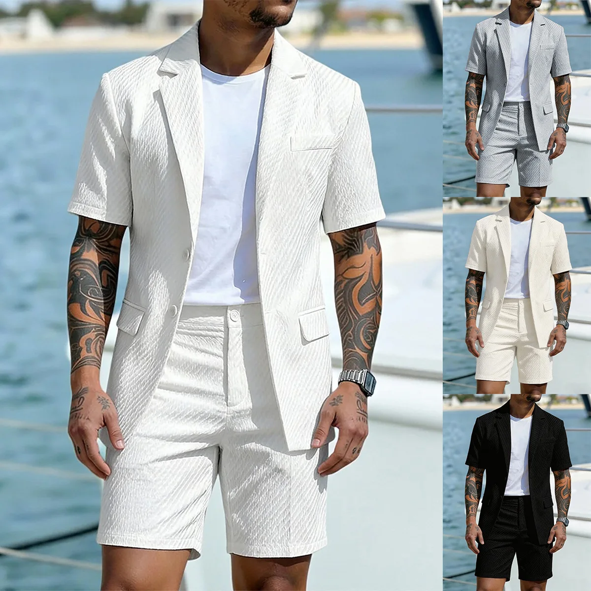 2026 Summer Men's Light Business Short Sleeve Suit Shorts Two-piece Set
2026 Summer Men's Light Business Short Sleeve Suit Shorts Two-piece Set
