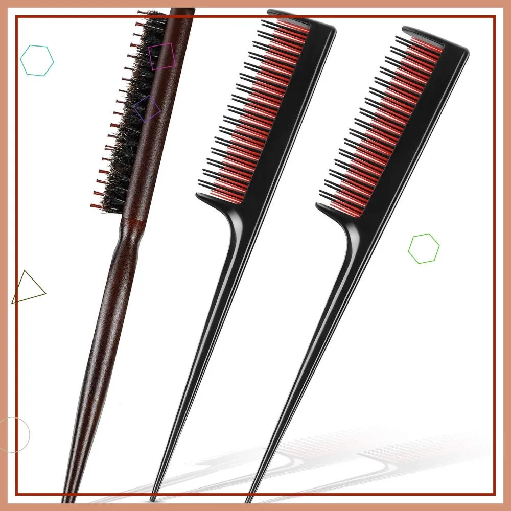 3 Pcs Hair Teasing Comb Set - Nylon Triple Comb & Boar Bristle for Backcombing, Slicking, Curly Thick Wet Hair
3 Pcs Hair Teasing Comb Set - Nylon Triple Comb & Boar Bristle for Backcombing, Slicking, Curly Thick Wet Hair