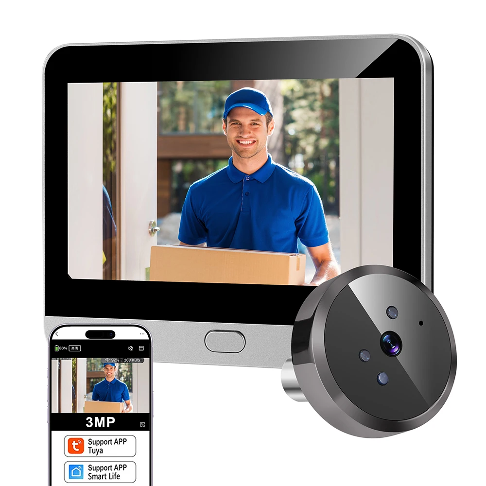 2026 Tuya 3MP Smart Doorbell 140° Wide View Angle Mini Eye Peephole Camera Radar Monition Door Bell Digital Viewer Alexa Google
2026 Tuya 3MP Smart Doorbell 140° Wide View Angle Mini Eye Peephole Camera Radar Monition Door Bell Digital Viewer Alexa Google