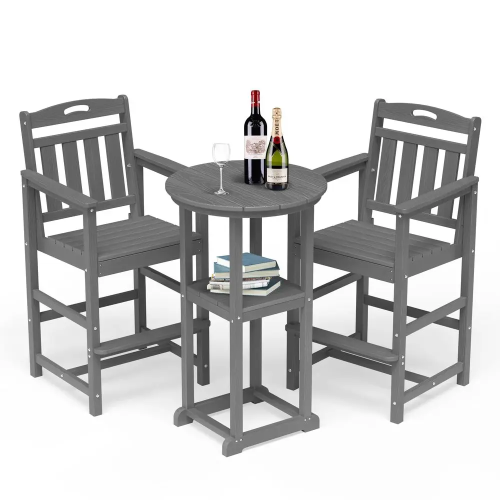Bistro Bar Set, Patio High Top Table and Bar Height Tall Adirondack Chairs Set of 2, AllWeather HDPE Round Pub Furniture for Ou
Bistro Bar Set, Patio High Top Table and Bar Height Tall Adirondack Chairs Set of 2, AllWeather HDPE Round Pub Furniture for Ou