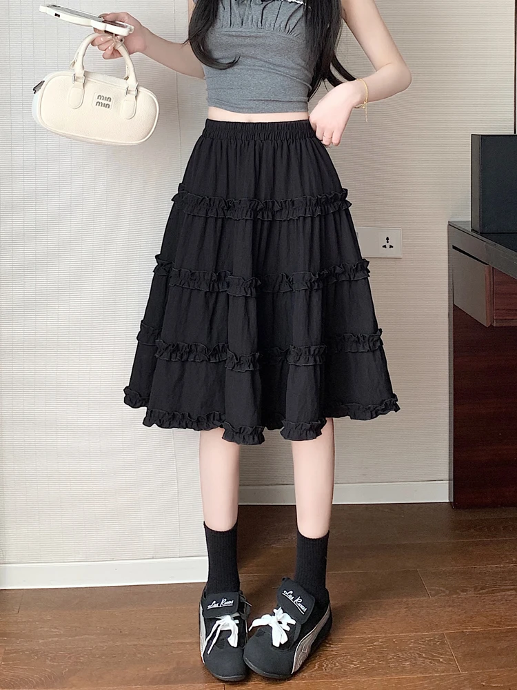 Black Pleated Cake Half Skirt Women's Summer High Waist Slimming Wood Grain A-Line Umbrella Skirt Mid-Length Skirt
Black Pleated Cake Half Skirt Women's Summer High Waist Slimming Wood Grain A-Line Umbrella Skirt Mid-Length Skirt