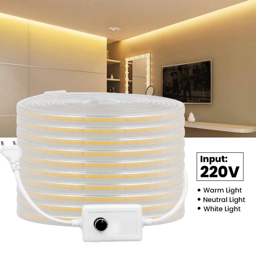 EU 220V COB LED Strip Dimmable 288Leds/m Super Bright COB LED Tape Outdoor Waterproof Ribbon Linear Lighting Flexible FOB Lights
EU 220V COB LED Strip Dimmable 288Leds/m Super Bright COB LED Tape Outdoor Waterproof Ribbon Linear Lighting Flexible FOB Lights