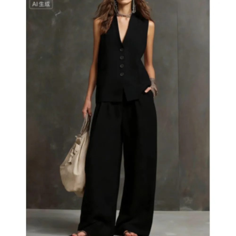 Fashion Linen Sleeveless Pocket Vest Trousers For Women's 2 Piece Set Summer Casual Loose Simple Wide Leg Pants Set Female 2026
Fashion Linen Sleeveless Pocket Vest Trousers For Women's 2 Piece Set Summer Casual Loose Simple Wide Leg Pants Set Female 2026