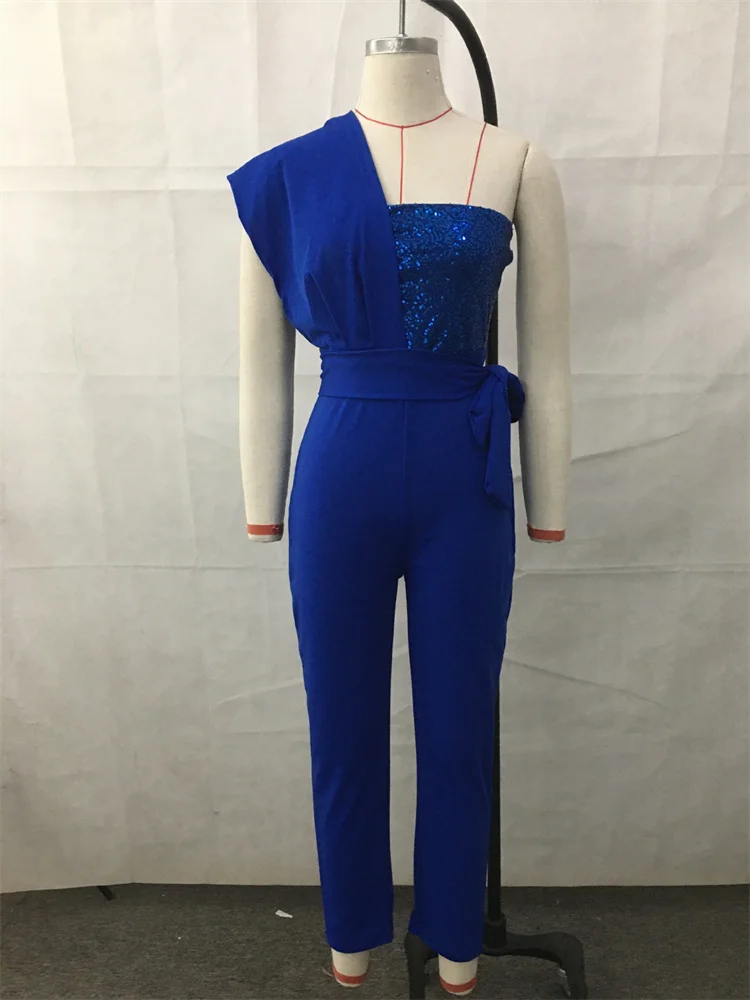 Fashion Sequin Jumpsuit for Women 2023 New Eelgant One Shoulder Sleeveless Slim Bodysuit High Waisted Belt Jumpsuits
Fashion Sequin Jumpsuit for Women 2023 New Eelgant One Shoulder Sleeveless Slim Bodysuit High Waisted Belt Jumpsuits