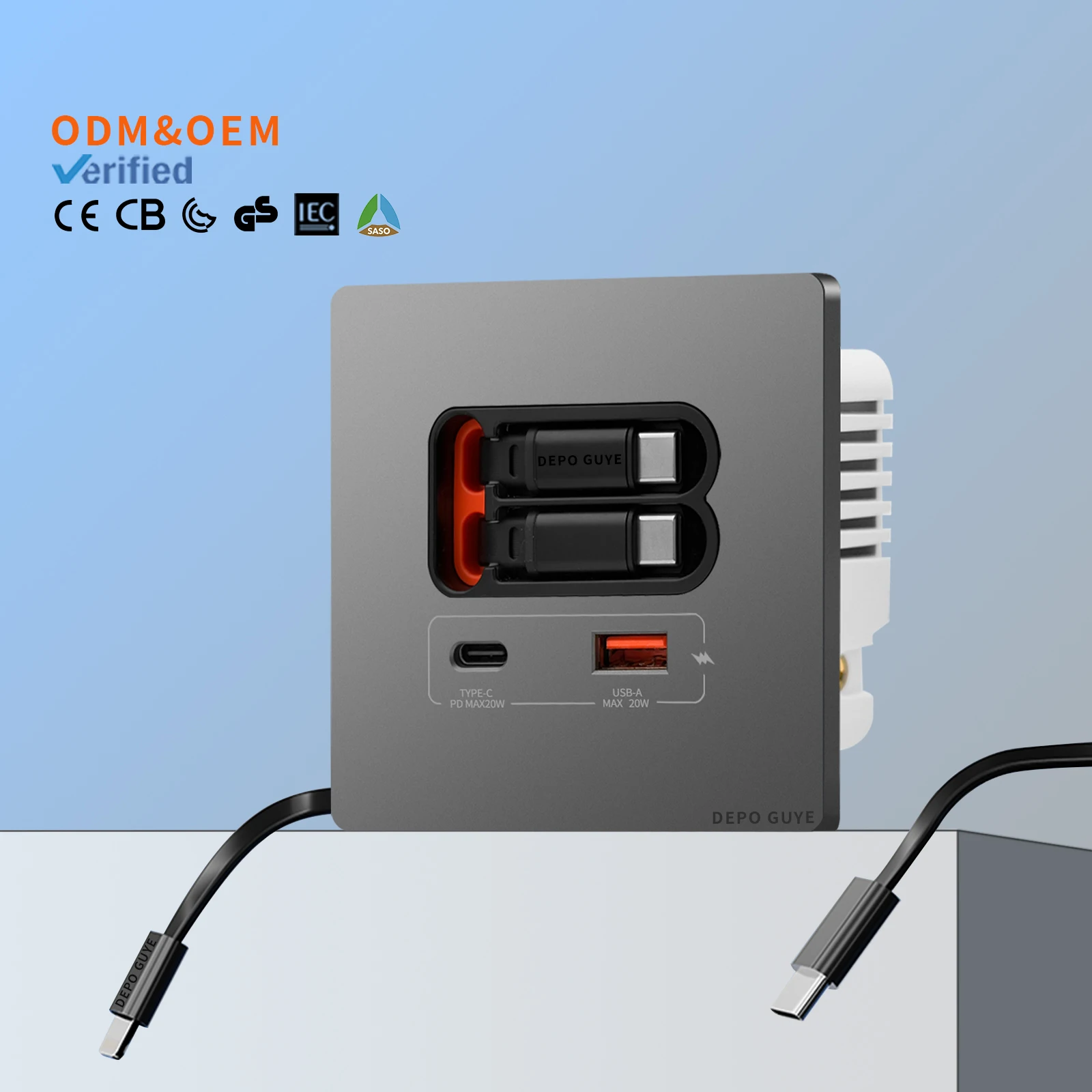 EU Universal 20W USB C Smart Wall Socket Panel Dual Type-C Fast Charge Ports Mobile Phone Charging Outlet
EU Universal 20W USB C Smart Wall Socket Panel Dual Type-C Fast Charge Ports Mobile Phone Charging Outlet