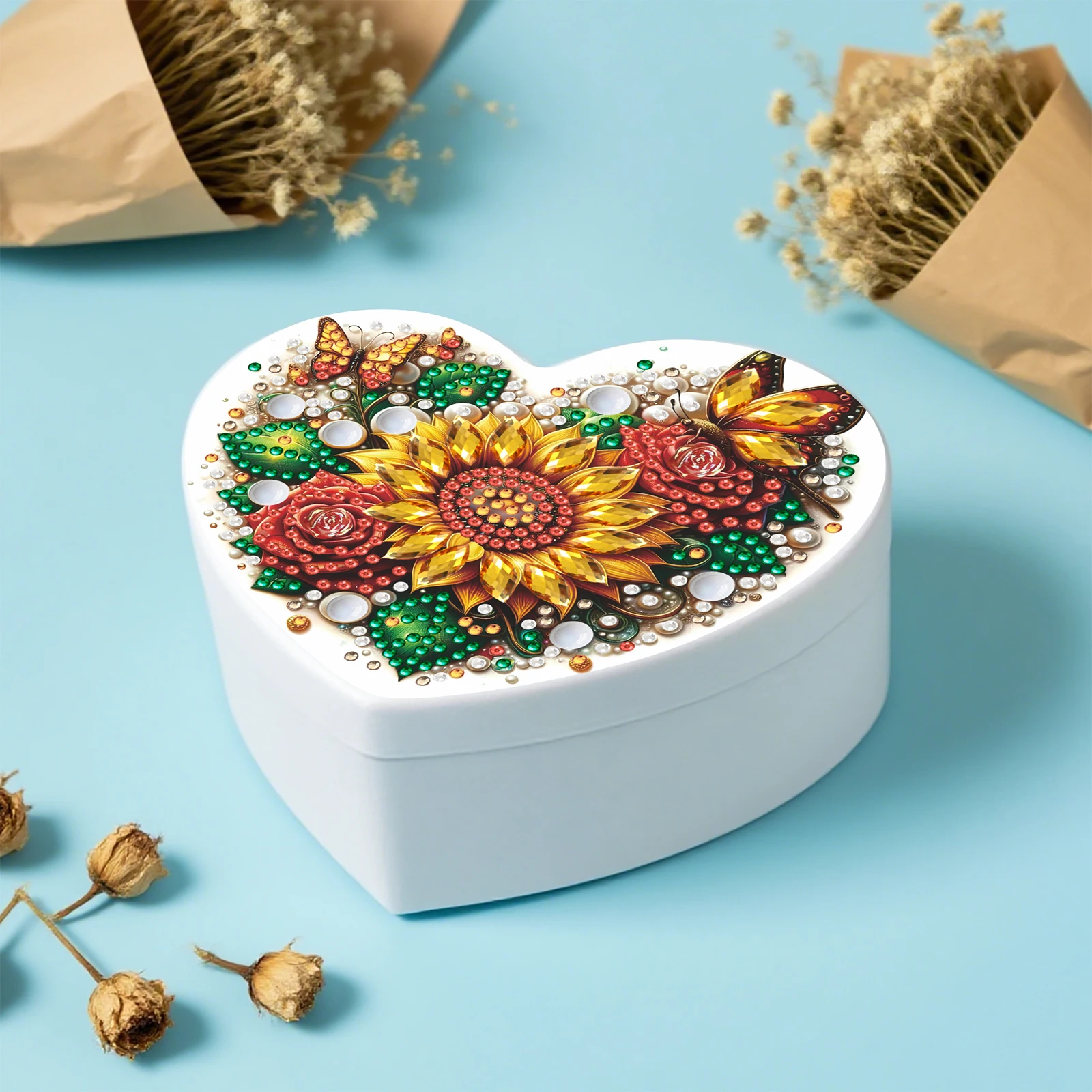 Sunflower DIY Diamond Painting Heart-Shaped Jewelry Box Decorative Storage Case
Sunflower DIY Diamond Painting Heart-Shaped Jewelry Box Decorative Storage Case