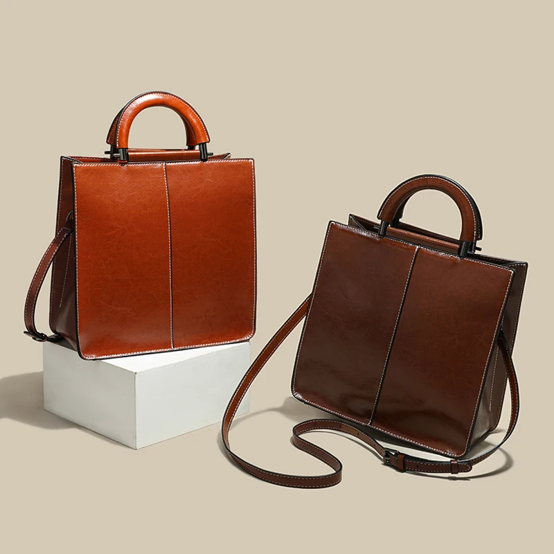 Wearable Oil Wax Genuine Cowhide Leather Square Shoulder Bag For Women Retro Large Capacity Work Crossbody Bag Luxury Messenger
Wearable Oil Wax Genuine Cowhide Leather Square Shoulder Bag For Women Retro Large Capacity Work Crossbody Bag Luxury Messenger