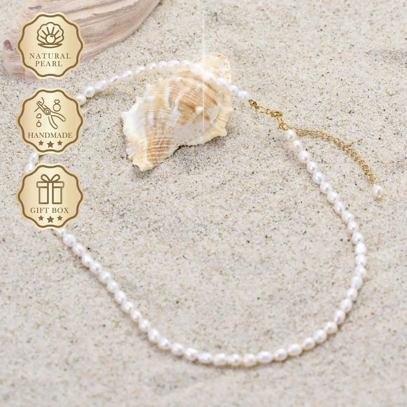 MYSOYA White Rice Freshwater Pearl Necklace 5–6mm with Gold Extender Chain, Gift Box, Birthday & Anniversary Gift
MYSOYA White Rice Freshwater Pearl Necklace 5–6mm with Gold Extender Chain, Gift Box, Birthday & Anniversary Gift