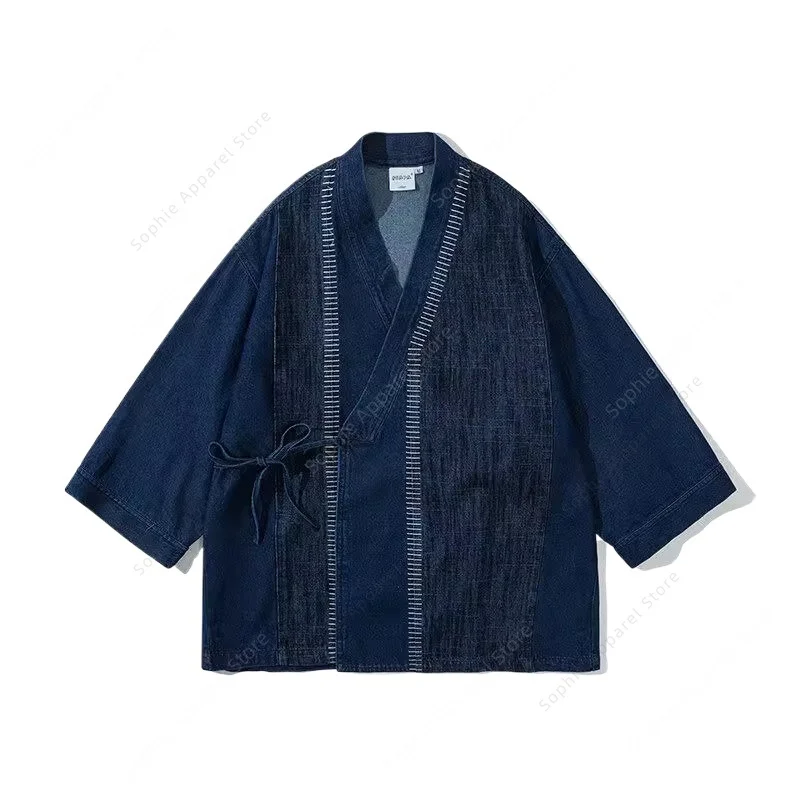 Japanese Style Denim Kimono Cardigan Men Summer Patchwork Sashiko Embroidery Haori Jacket Vintage Harajuku Loose Noragi Shirt
Japanese Style Denim Kimono Cardigan Men Summer Patchwork Sashiko Embroidery Haori Jacket Vintage Harajuku Loose Noragi Shirt