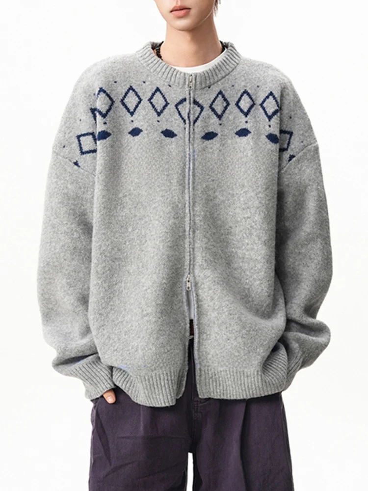 Loose Men's Fair Isle Knitted Sweater Coat Diamond Pattern Couple's Top Winter Faion Soft Long Sve Zipper Closure
Loose Men's Fair Isle Knitted Sweater Coat Diamond Pattern Couple's Top Winter Faion Soft Long Sve Zipper Closure