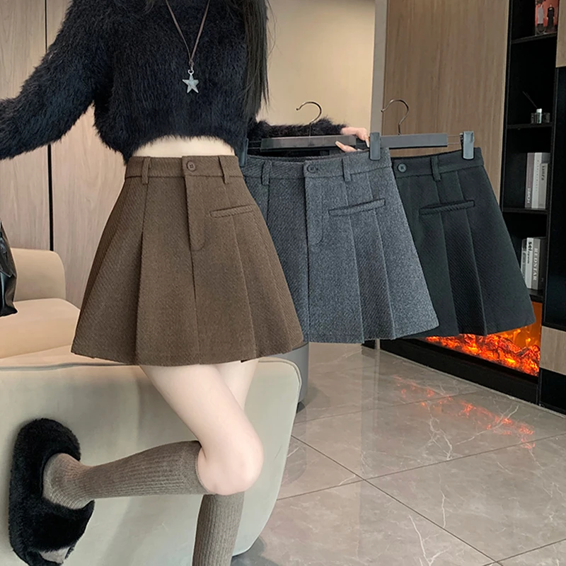 Gidyq Women Wool Mini Skirt Casual Korean Female High Waist Pleated Skirt Harajuku Fashion Streetwear Thick A Line Skirts New
Gidyq Women Wool Mini Skirt Casual Korean Female High Waist Pleated Skirt Harajuku Fashion Streetwear Thick A Line Skirts New