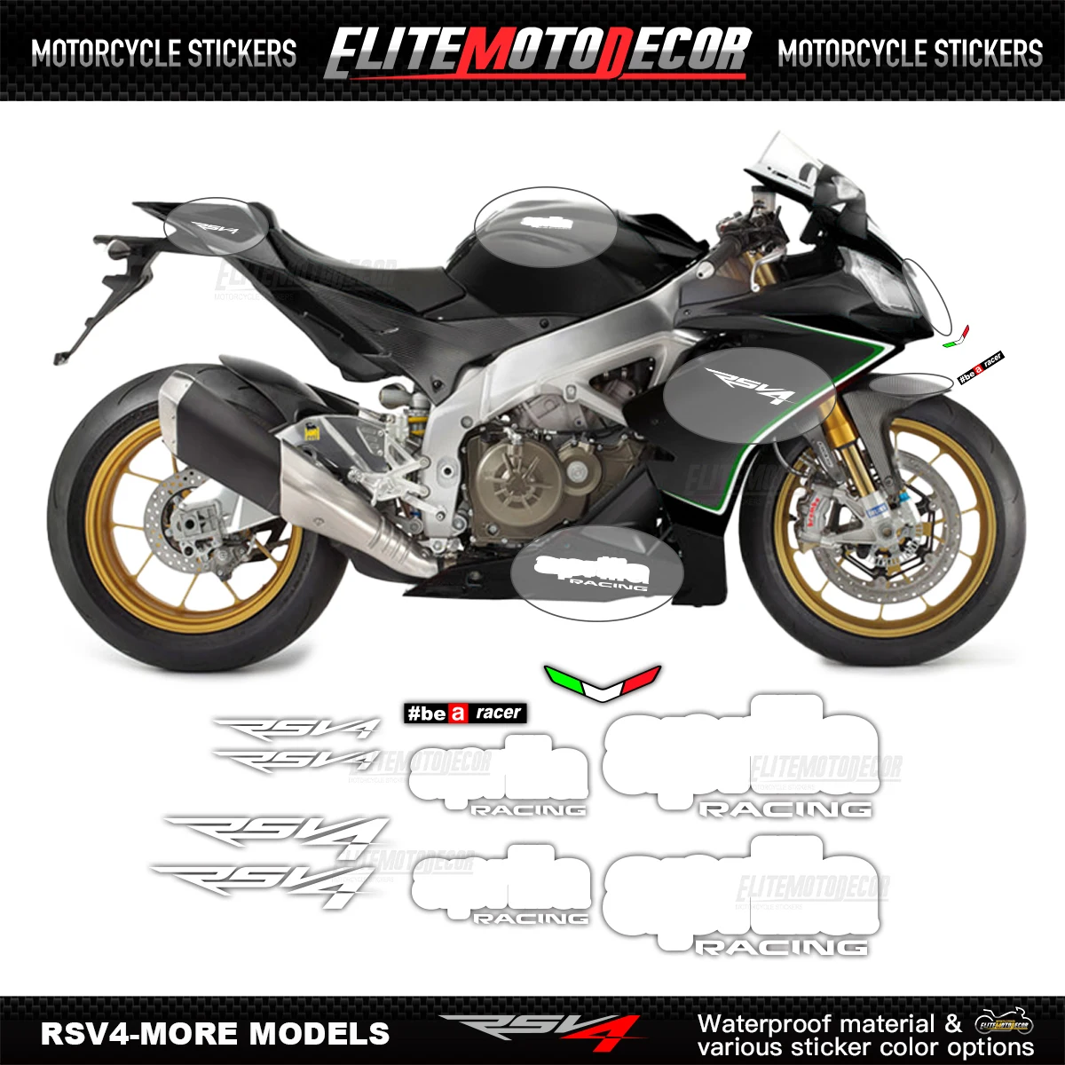 For Aprilia RSV4 1000R RS V4 1100 Sticker Decal Motorcycle Accessories Fairing Sticker Full Vehicle Waterproof Sticker Kit
For Aprilia RSV4 1000R RS V4 1100 Sticker Decal Motorcycle Accessories Fairing Sticker Full Vehicle Waterproof Sticker Kit