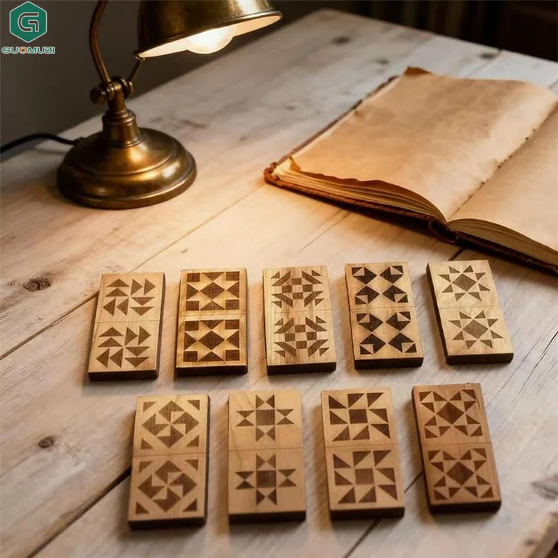 28 Tiles Quilt Block Dominoes Set, Wooden Laser Engraved Domino Game For Adults, 28-Piece Cherry Wood Domino Set
28 Tiles Quilt Block Dominoes Set, Wooden Laser Engraved Domino Game For Adults, 28-Piece Cherry Wood Domino Set