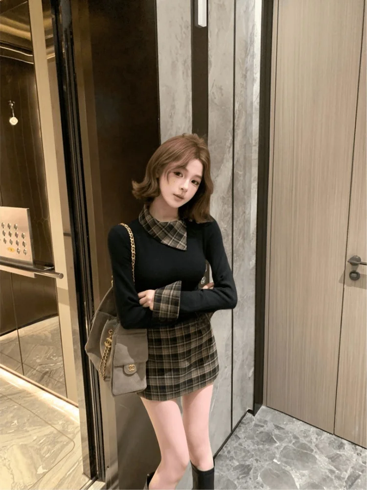 Retro Style Women's Long Sleeve Slim Fit Top And Skirt Set Spring New Plaid Dress Fashionable Two-Piece Suit Casual Wear
Retro Style Women's Long Sleeve Slim Fit Top And Skirt Set Spring New Plaid Dress Fashionable Two-Piece Suit Casual Wear