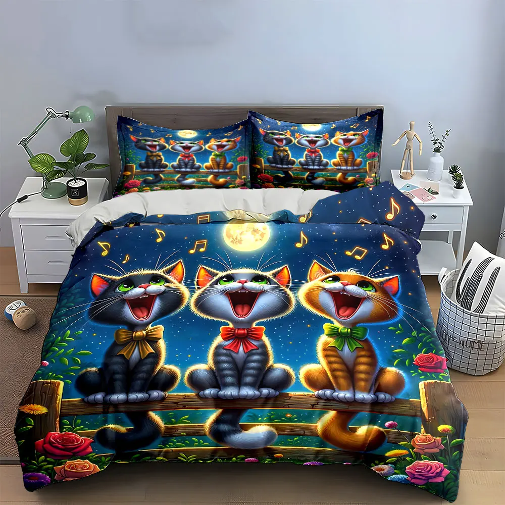"Colorful Singing Cat Decoration Set" Bedding Set with 1 Duvet Cover 2 Pillowcases Single Double King Queen, Gift
"Colorful Singing Cat Decoration Set" Bedding Set with 1 Duvet Cover 2 Pillowcases Single Double King Queen, Gift