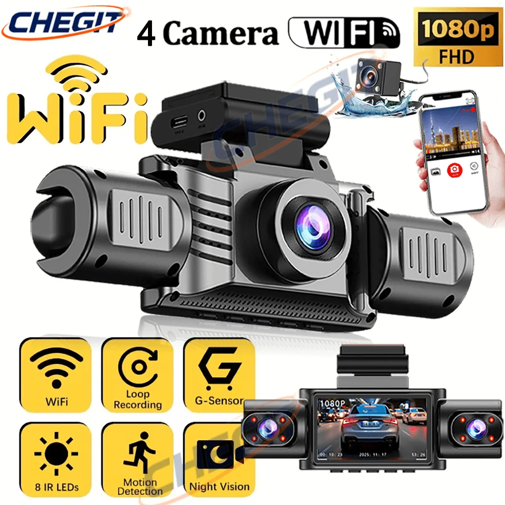 2026 New 3/4Channel 360° Car Dvr 1080P Video Recorder WiFi APP Dashcam Night V24h Parking Monitor Rear View Camera Car Recorder
2026 New 3/4Channel 360° Car Dvr 1080P Video Recorder WiFi APP Dashcam Night V24h Parking Monitor Rear View Camera Car Recorder