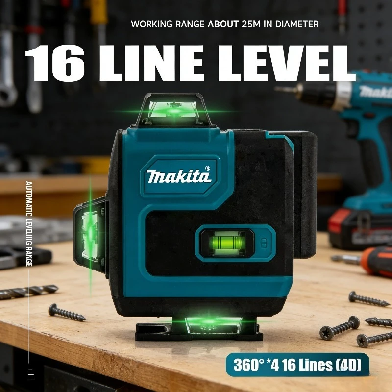 Makita 16 Line High-Precision Laser Level Green Light High-Precision Wall-Mounted Portable self-leveling Laser Level
Makita 16 Line High-Precision Laser Level Green Light High-Precision Wall-Mounted Portable self-leveling Laser Level