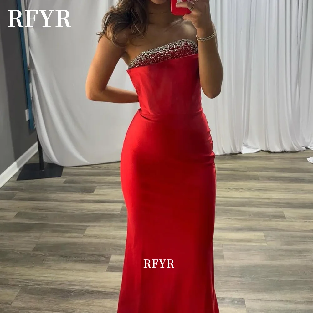 RFYR Red Party Dress Beading Prom Dress Strapless Evening Dress Mermaid Celebrity Dress for Arabic Women vestidos Customized
RFYR Red Party Dress Beading Prom Dress Strapless Evening Dress Mermaid Celebrity Dress for Arabic Women vestidos Customized