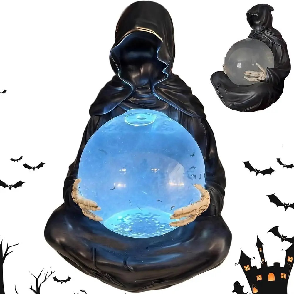 Suriel and Floating Bat Crystal Ball Grim Reaper Statue with Floating Bats for a Scary Magical Atmosphere Gothic Decor for Home
Suriel and Floating Bat Crystal Ball Grim Reaper Statue with Floating Bats for a Scary Magical Atmosphere Gothic Decor for Home