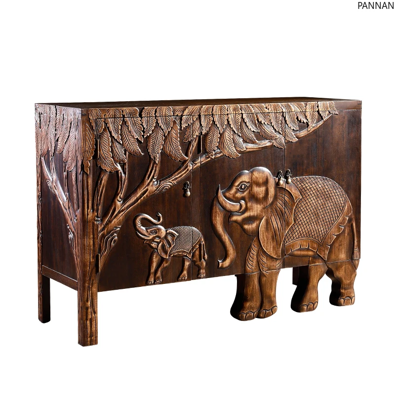 Retro solid wood relief elephant entrance cabinet New Chinese locker Living room decorative cabinet
Retro solid wood relief elephant entrance cabinet New Chinese locker Living room decorative cabinet