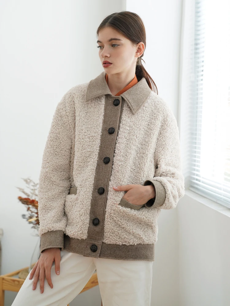 ECRU SOLI Thiened Lamb Fur Jaet Loose Simple Warm Autumn Winter Outerwear Women's Original Design Polyester Coat
ECRU SOLI Thiened Lamb Fur Jaet Loose Simple Warm Autumn Winter Outerwear Women's Original Design Polyester Coat